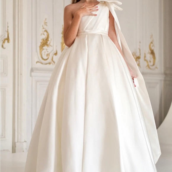 Blush Pleated Girls Special Occasion Dress (Made to Order Size 12)